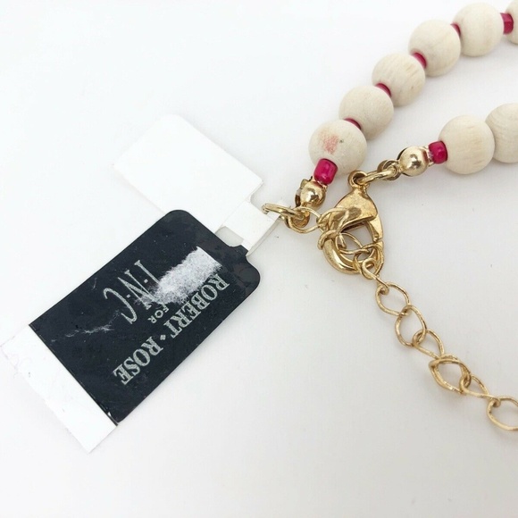 INC X Robert Rose Wood Bead Pink & Purple Necklace - Picture 6 of 8